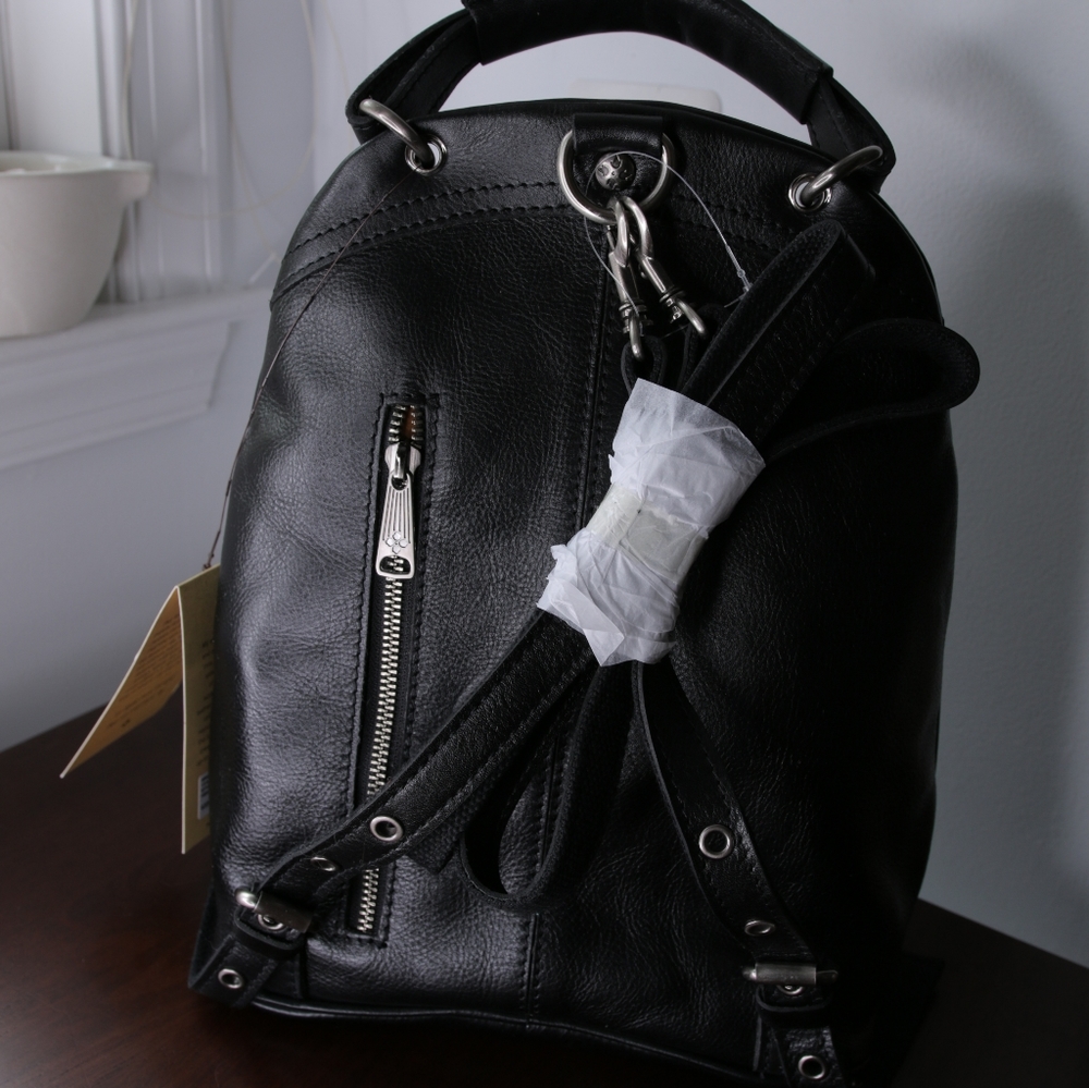 NWT Patricia Nash Black Leather Backpack Purse Bag